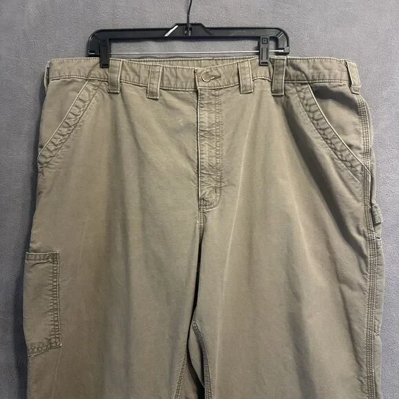 Carhartt Carpenter Canvas Work Pants Dungaree Fit B151 LBR Mens 44x32 Brown - Picture 3 of 10